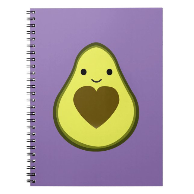 Cute Kawaii Lycklig Kärlek Avocado Anteckningsbok (Framsidan)