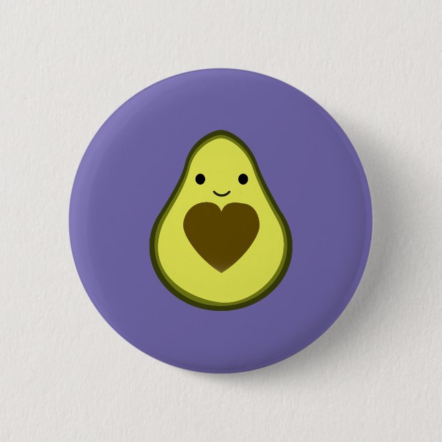 Cute Kawaii Lycklig Kärlek Avocado Knapp (Framsida)