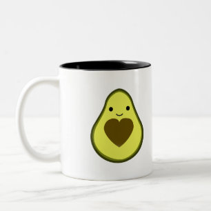 Cute Kawaii Lycklig Kärlek Avocado Två-Tonad Mugg