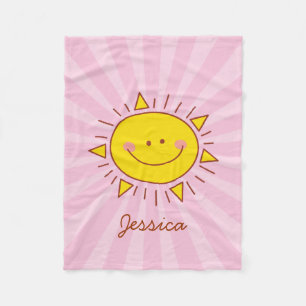 Cute Kawaii Lycklig Little Sunshine Doodle Kids Ro Fleecefilt