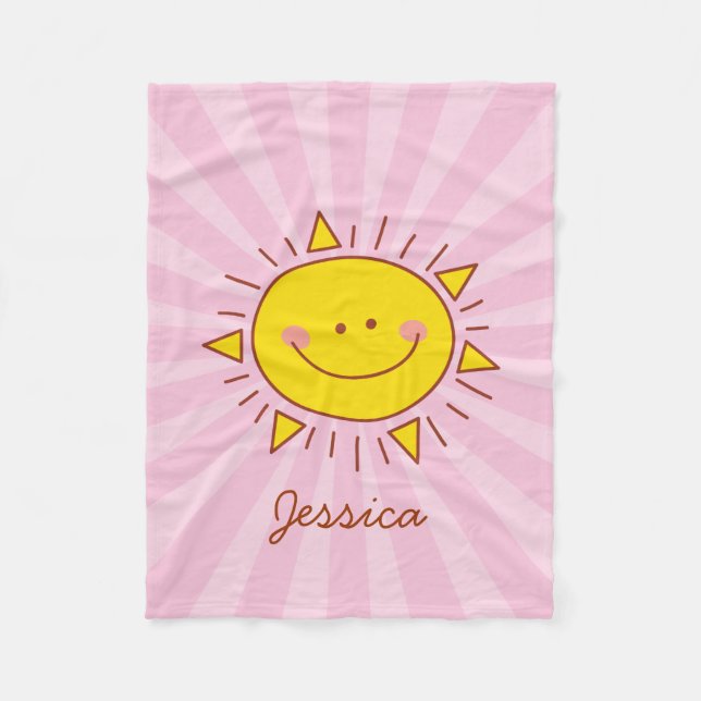 Cute Kawaii Lycklig Little Sunshine Doodle Kids Ro Fleecefilt (Framsidan)