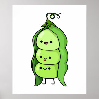 Cute Kawaii Lycklig Peas Poster