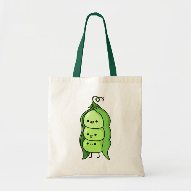 Cute Kawaii Lycklig Peas Tygkasse (Framsidan)