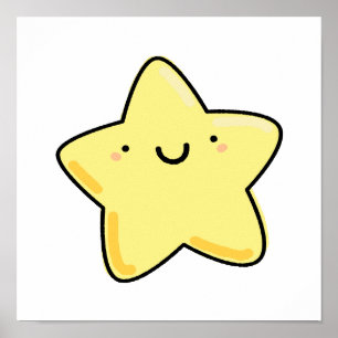 Cute Kawaii Lycklig Star Poster