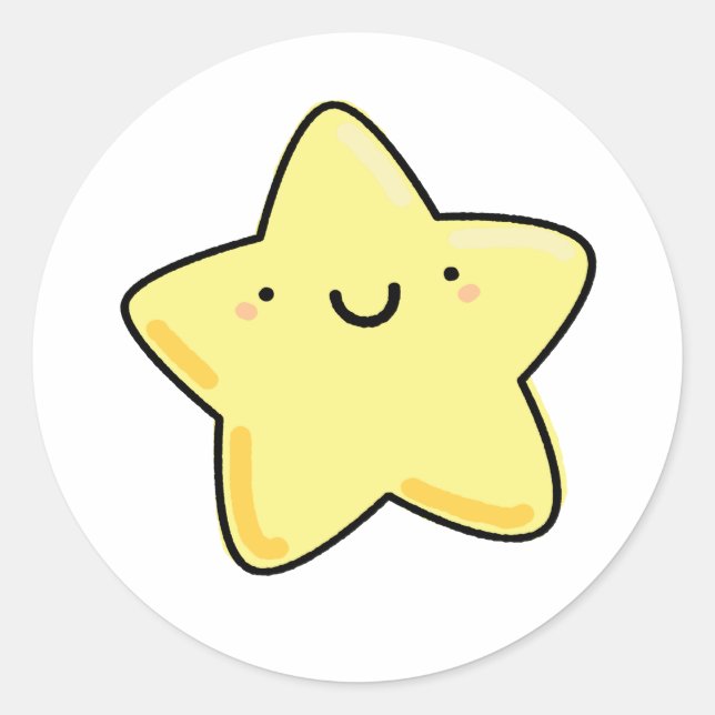 Cute Kawaii Lycklig Star Runt Klistermärke (Framsida)