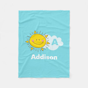 Cute Kawaii Lycklig Sunshine Monogram Lägg till di Fleecefilt