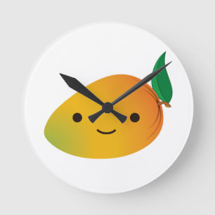 Cute Kawaii Mango Rund Klocka