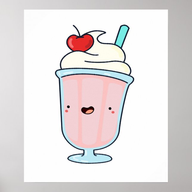 Cute Kawaii Milkshake Poster (Framsidan)