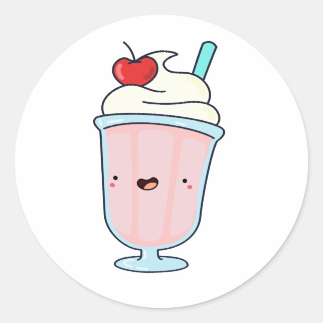 Cute Kawaii Milkshake Runt Klistermärke (Framsida)