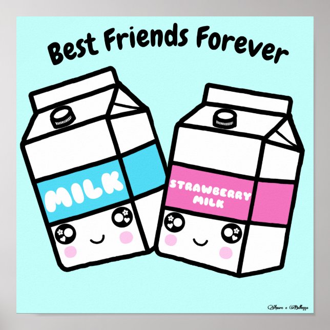Cute Kawaii Mjölk Dairy Best Friends For BFF Poster (Framsidan)