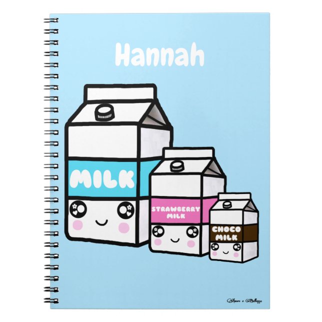 Cute Kawaii Mjölk Dairy Trio Personlig Pastel Anteckningsbok (Framsidan)