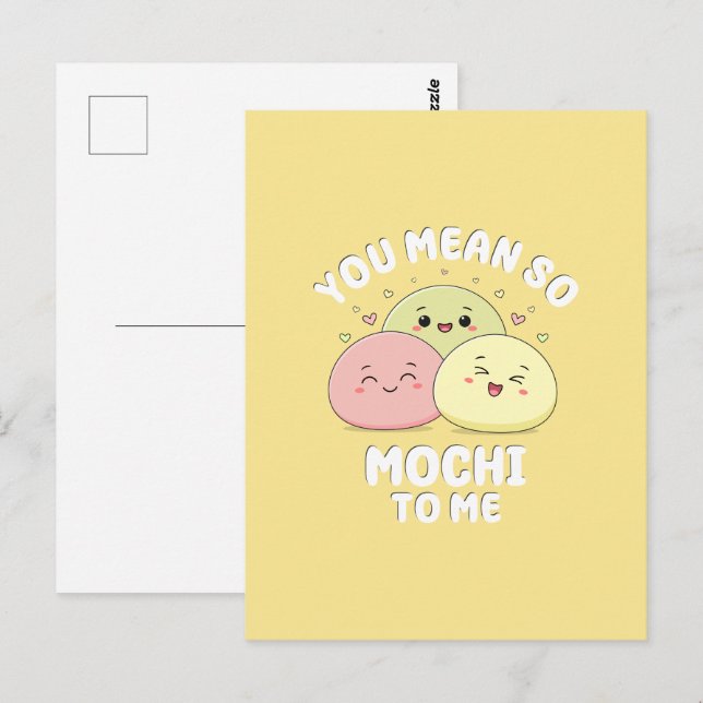 Cute Kawaii Mochi Food Pun Pastel Kärlek Quote Vykort (Fram/baksida)