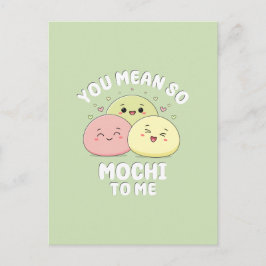 Cute Kawaii Mochi Food Pun Pastel Kärlek Quote Vykort