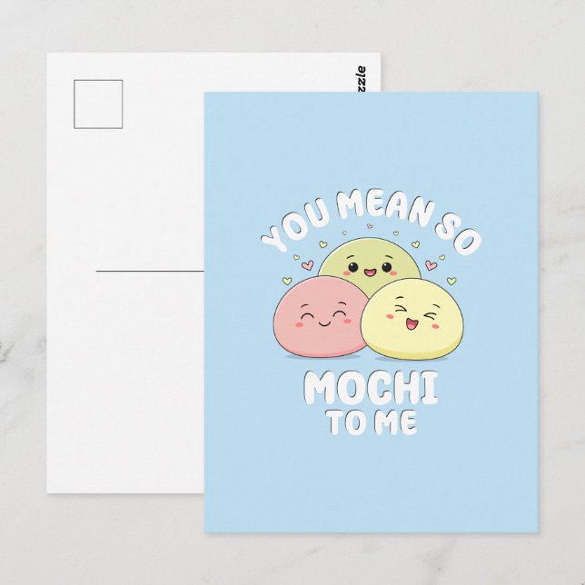 Cute Kawaii Mochi Food Pun Pastel Kärlek Quote Vykort (Fram/baksida)