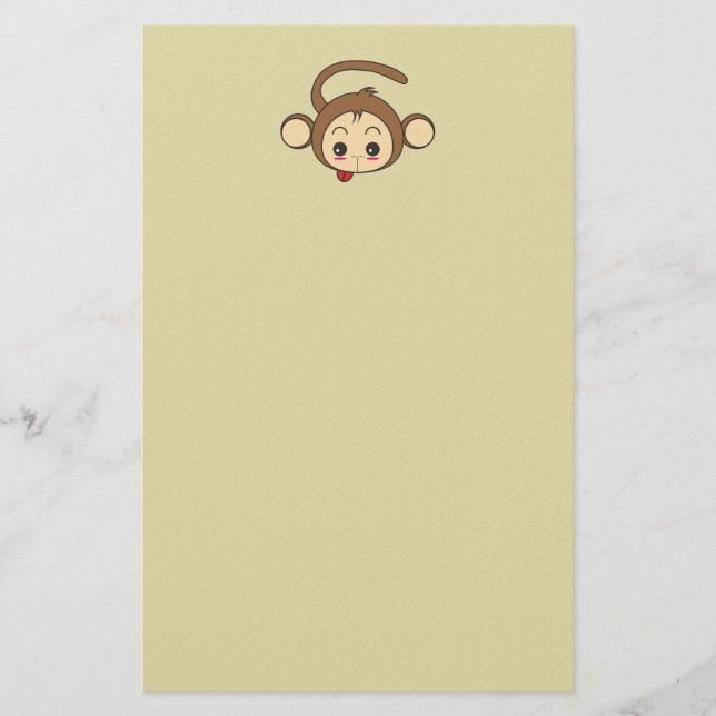 Cute Kawaii Monkey Illustration Brevpapper (Framsida)
