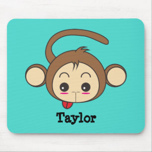 Cute Kawaii Monkey Illustration Personlig Musmatta