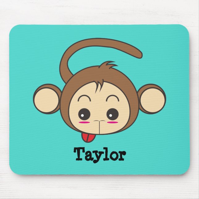 Cute Kawaii Monkey Illustration Personlig Musmatta (Framsidan)