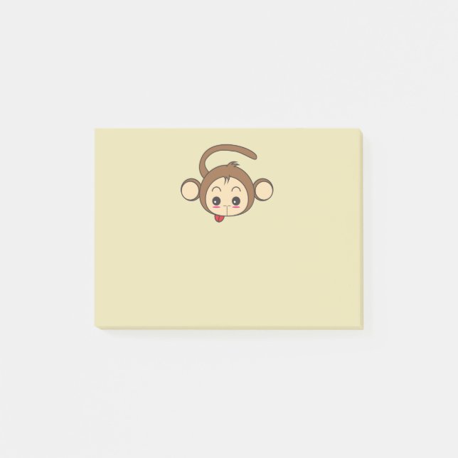Cute Kawaii Monkey Illustration Post-it Block (Framsida)