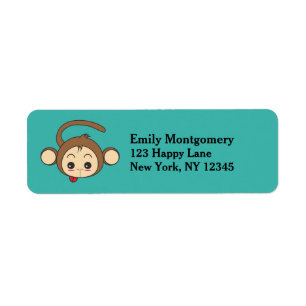 Cute Kawaii Monkey Illustration Returadress Etikett