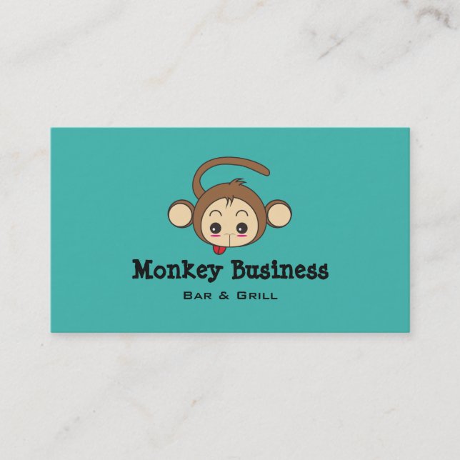 Cute Kawaii Monkey Illustration Visitkort (Framsida)