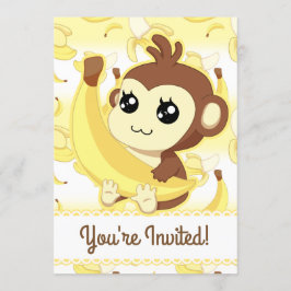 Cute kawaii Monkey och banan Inbjudningar