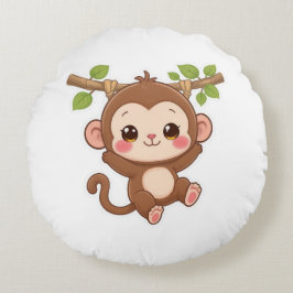 Cute Kawaii Monkey Rund Kudde