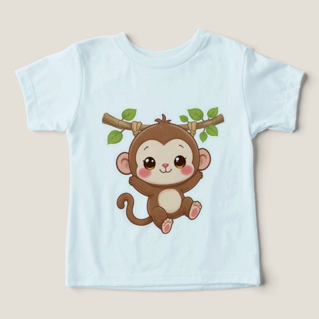 Cute Kawaii Monkey T Shirt (Design Framsida)