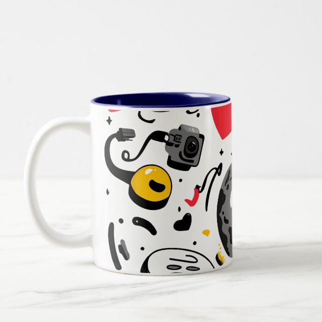Cute Kawaii Moon Cartoon Coffee Mug Två-Tonad Mugg (Vänster)