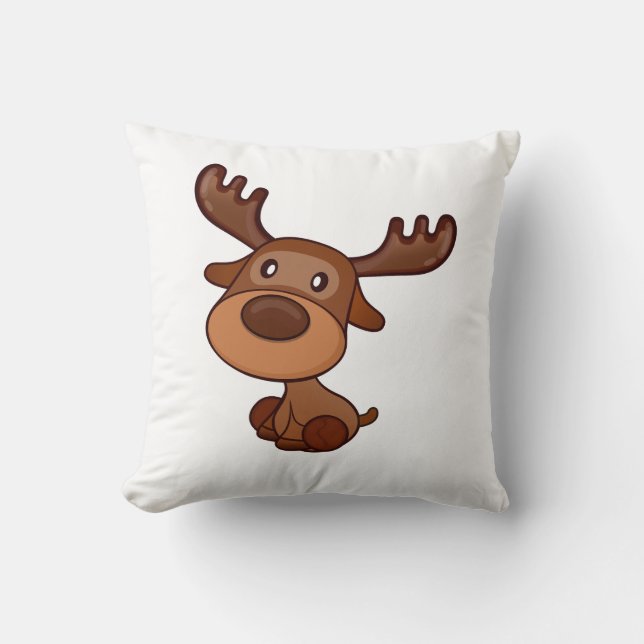 Cute Kawaii Moose Elk Hjort Funny Alaska Moose ak Kudde (Framsida)
