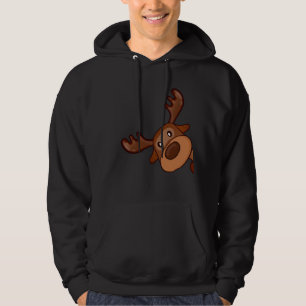 Cute Kawaii Moose Elk Hjort Funny Alaska Moose Hoodie