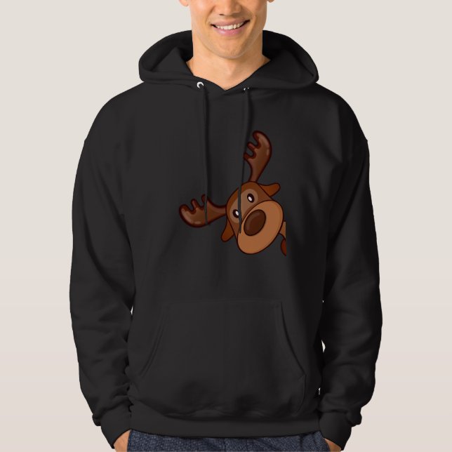 Cute Kawaii Moose Elk Hjort Funny Alaska Moose Hoodie (Framsida)