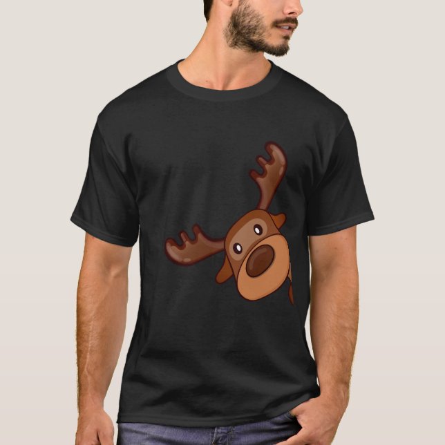 Cute Kawaii Moose Elk Hjort Funny Alaska Moose T Shirt (Framsida)