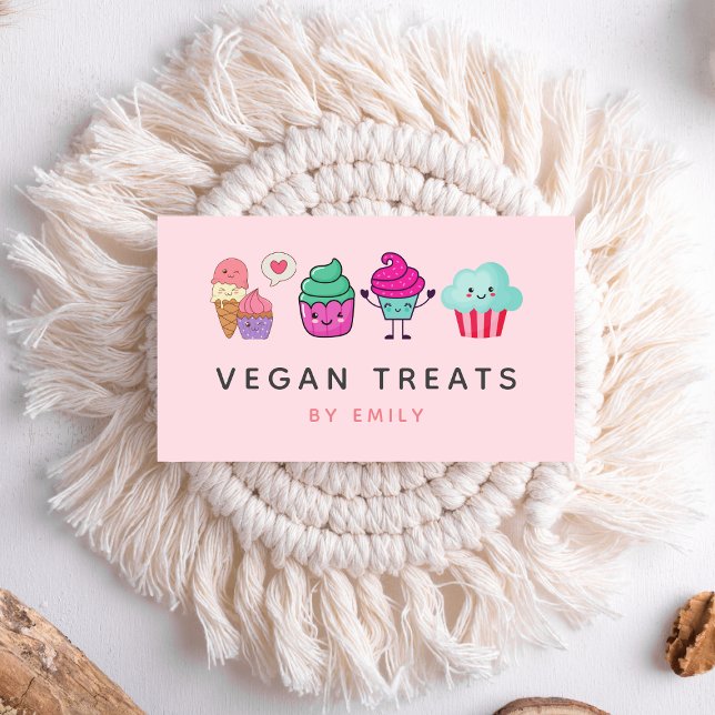Cute Kawaii Muffinsar Bakery Vegan Treats Sweets Visitkort (Skapare uppladdad)