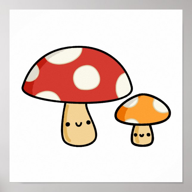 Cute Kawaii Mushroom Poster (Framsidan)