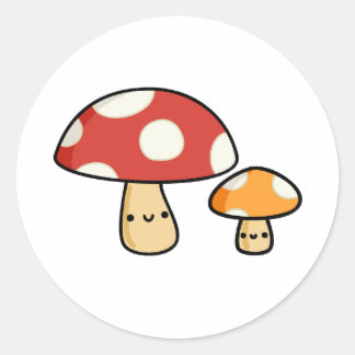 Cute Kawaii Mushroom Runt Klistermärke