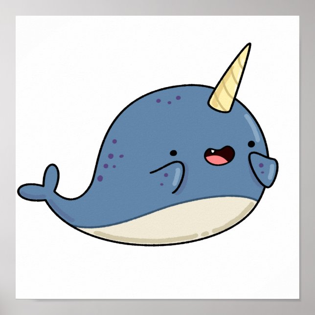 Cute Kawaii Narwhal Poster (Framsidan)