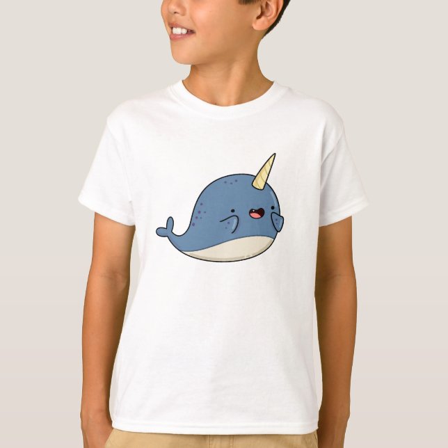 Cute Kawaii Narwhal T Shirt (Framsida)