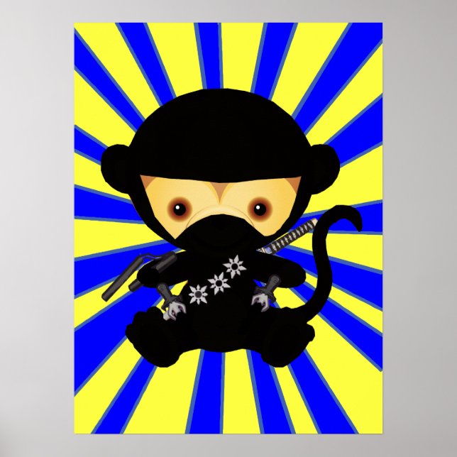 Cute kawaii ninja apa poster (Framsidan)