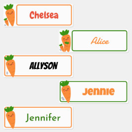 Cute Kawaii Orange Carrots Rectangle Kids Namn Klistermärke