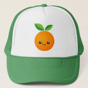 Cute Kawaii orange frukt ansikte teckning Keps