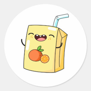 Cute Kawaii Orange Juice Runt Klistermärke