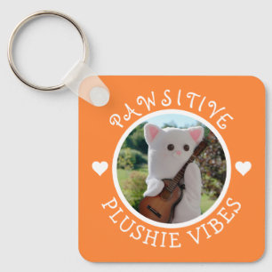 Cute Kawaii Orange Pawsitive Plushie Vibes Photo Nyckelring