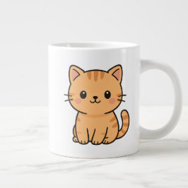 Cute Kawaii Orange Tabby Cat Illustration Jumbo Mugg