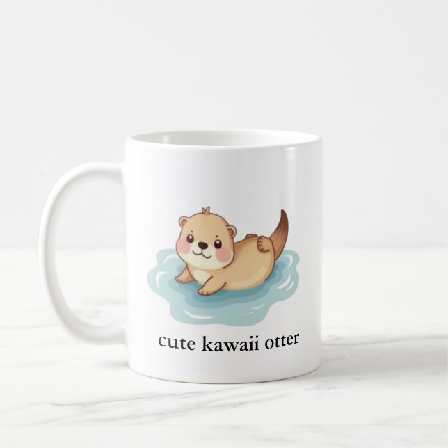 Cute Kawaii Otter Kaffemugg (Vänster)