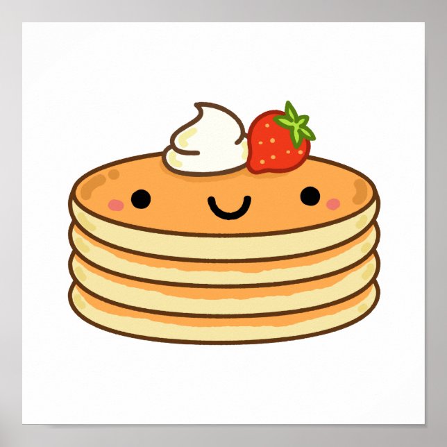 Cute Kawaii Pancakes Poster (Framsidan)