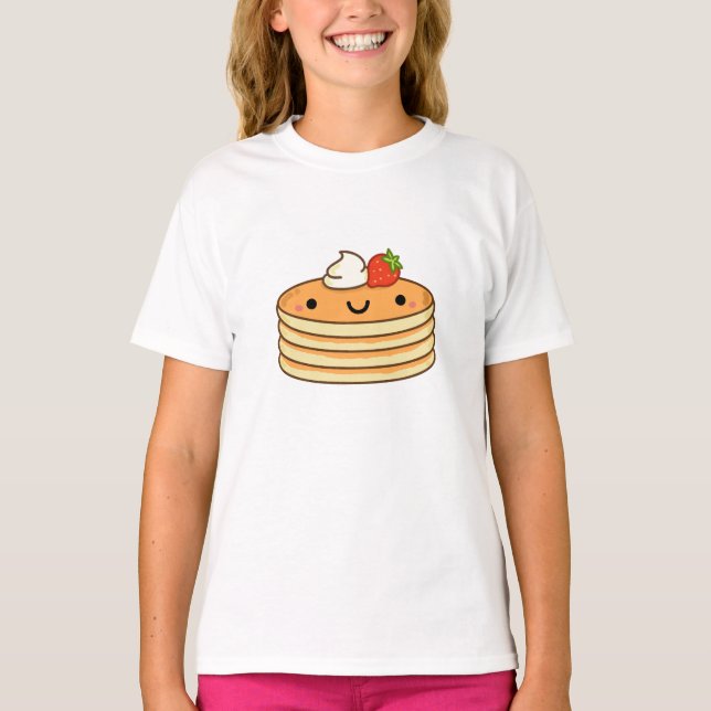 Cute Kawaii Pancakes T Shirt (Framsida)