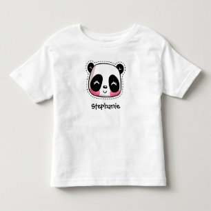 Cute Kawaii Panda Bear med Personlig Namn T Shirt