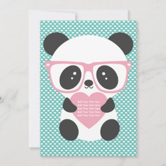 Cute Kawaii Panda Bear Rosa Heart Inbjudningar