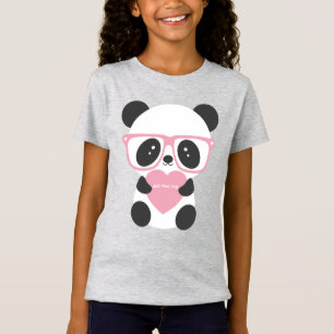 Cute Kawaii Panda Bear Rosa Heart T Shirt