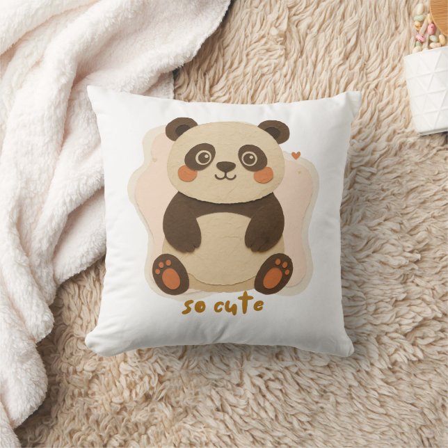 Cute Kawaii Panda Cartoon Kudde (Filt)